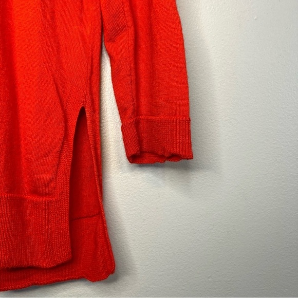 Eileen Fisher Womens Red 100% Merino Wool Long Sleeve V-Neck Tunic Sweater Sz L - Picture 7 of 9